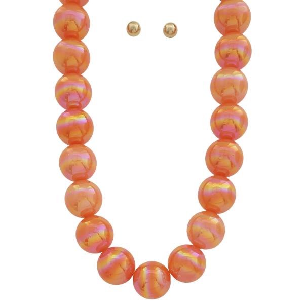 AB Bead Statement Necklace Earring Set