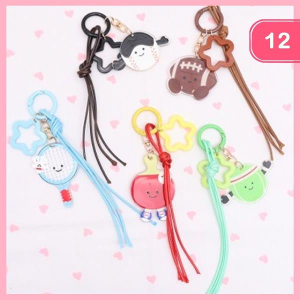 Smiley Sport Charm Tassel Keychain (12 Units)