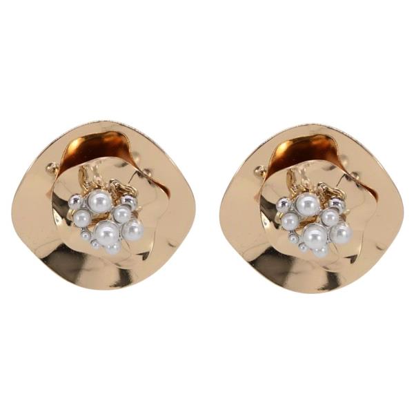 Metal Pearl Center Flower Post Earring