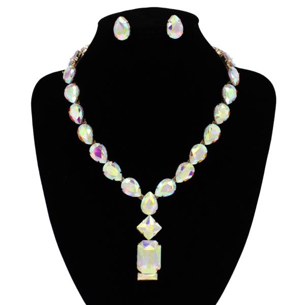 Resin Stone Beaded Statement Necklace