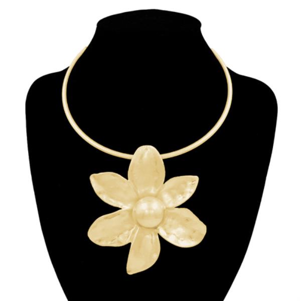 Metal Floral Collar Statement Necklace