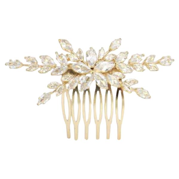 CZ STONE FLORAL BRIDAL HAIR COMB HEADBAND