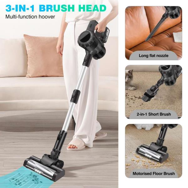 3 In 1 Brush Head Cordless Stick Vacuum Cleaner
