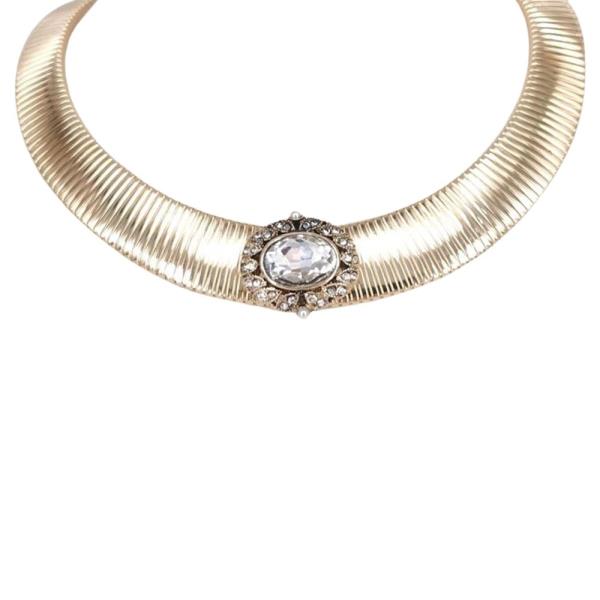 Metal Rhinestone Collar Statement Necklace