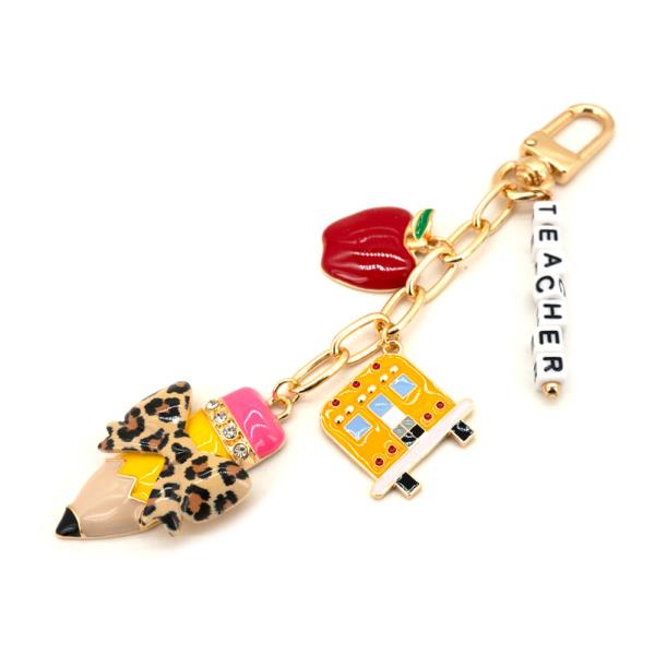 MULTI CHARM LIPSTICK PENCIL BAG CHARM KEYCHAIN