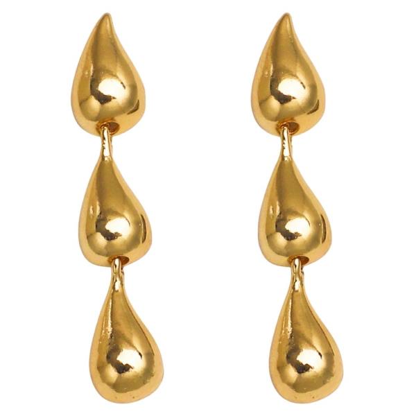 Metal Triple Teardrop Drop Earring