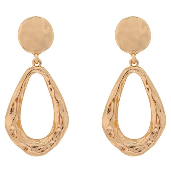 Metal Organic Oval Drop Earring
