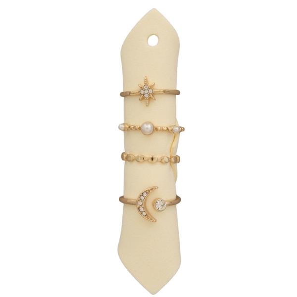Moon Metal Mixed Band Multi Ring Set