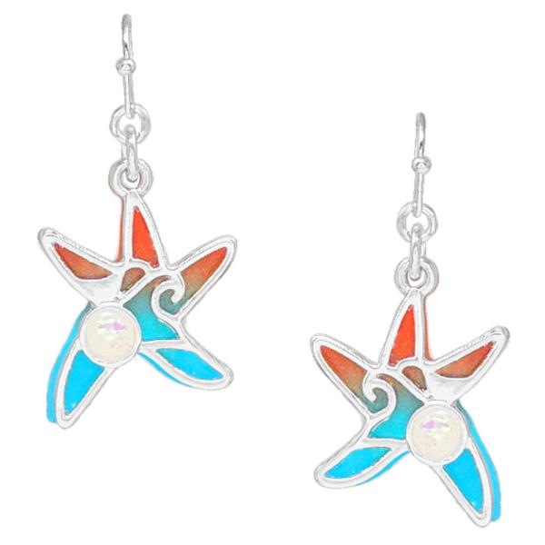 Sealife Print Opal Double Layered Starfish Earring