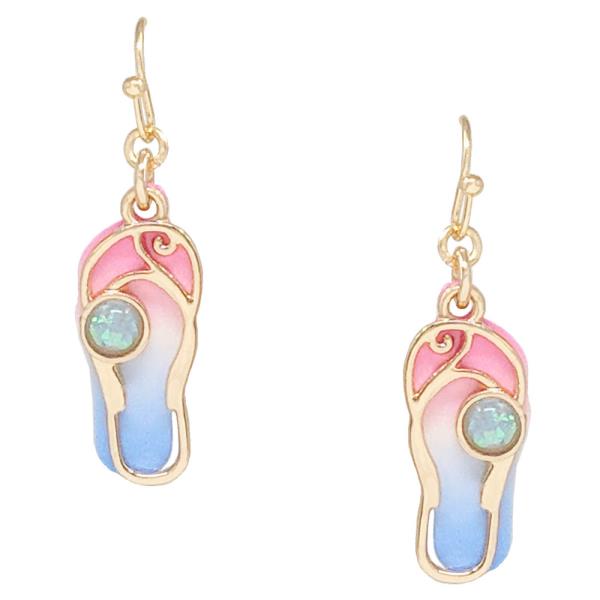 Tropical Print Opal Layered Flip Flop Earring