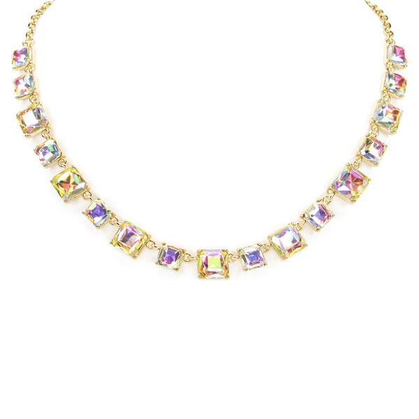Crystal Stone Square Tennis Necklace