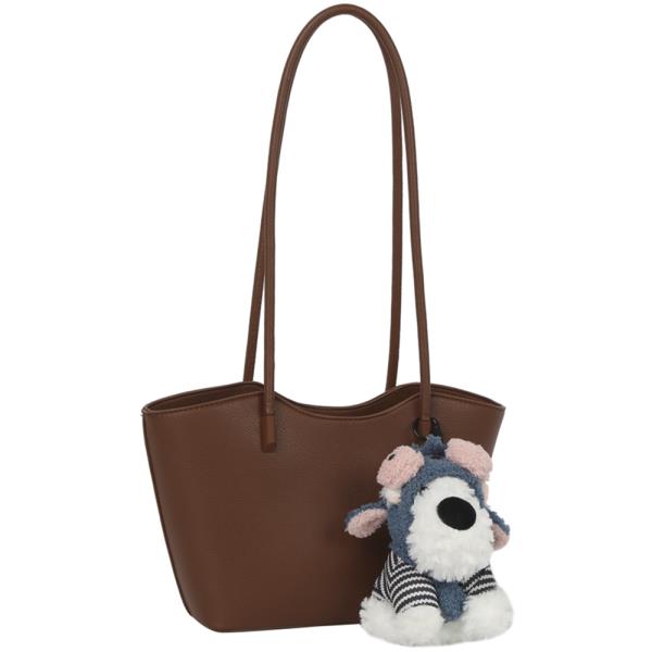 Chic Shoulder Tote Bag W Doll Keychain