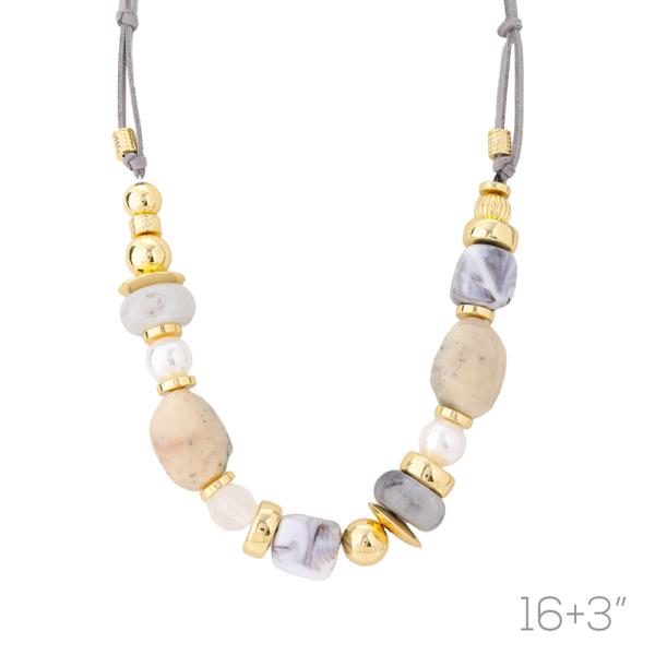 NUGGET BEAD CORD NECKLACE