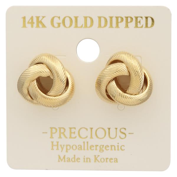 14K Gold Dipped Textured Love Knot Earring