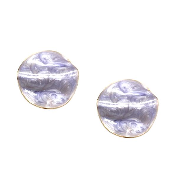 Resin Marble Round Stud Earring