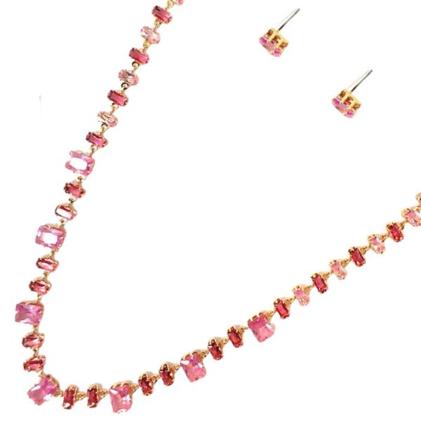 Stone W Chain Earring Set