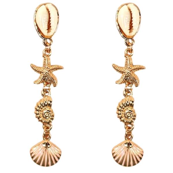 Seashell Starfish Dangle Earring