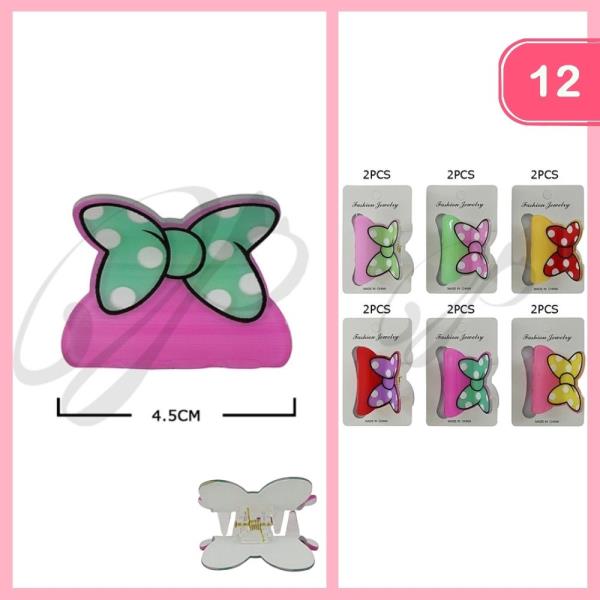 Polka Dot Bow Hair Claw Clip (12 Units)