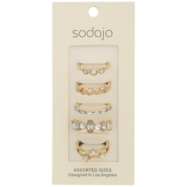 SODAJO Crystal Metal Assorted Ring Set