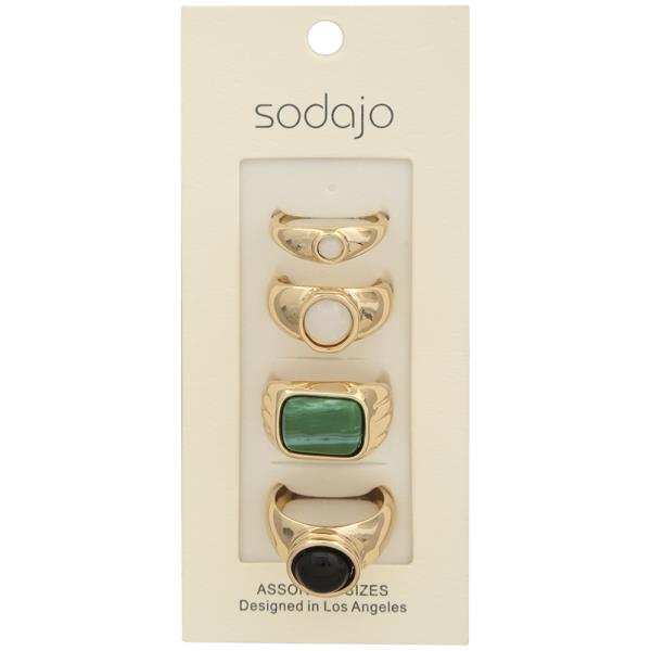 SODAJO Gemstone Metal Assorted Ring Set