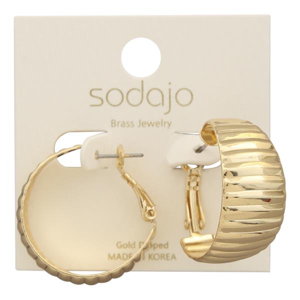 SODAJO TEXTURED HOOP GOLD DIPPED EARRING