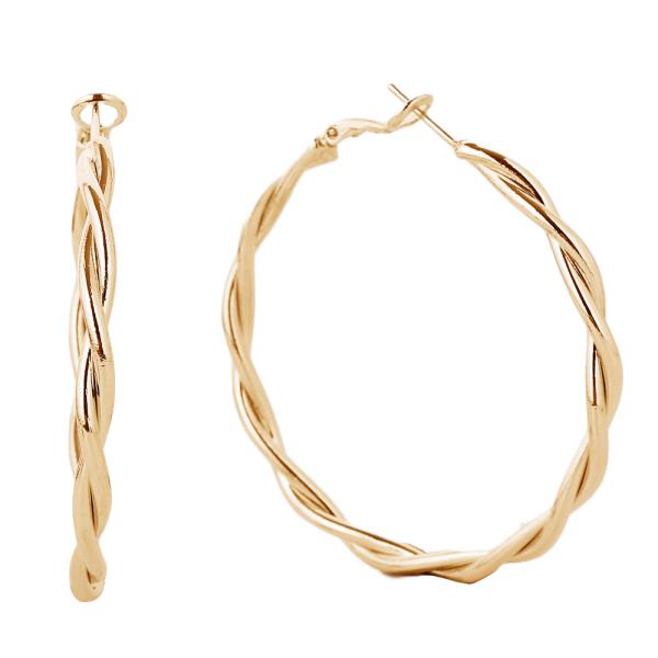 14K GOLD WHITE GOLD DIPPED OMEGA CLOSURE HOOP EARRING