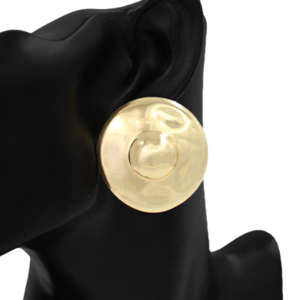 Metal Round Disc Stud Earring