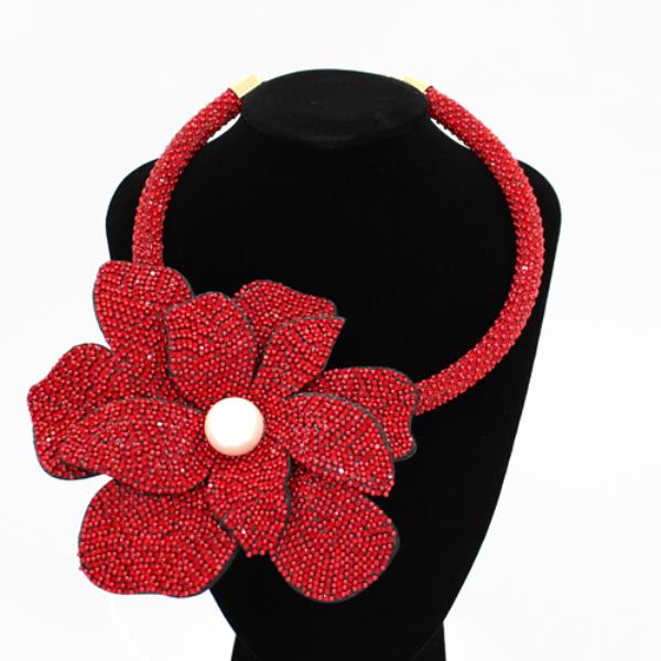 Rhinestone Flower Statement Necklace