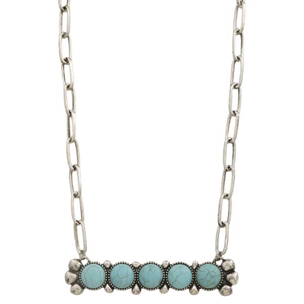 Western Style Turquoise Quint Bar Necklace