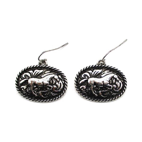 Western Small Oval Horse Earring