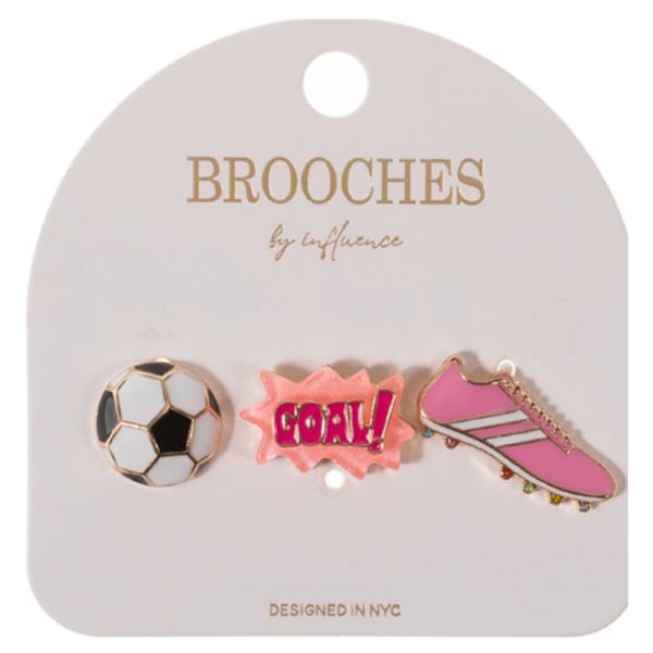 Soccer Ball, Goal and Shoes Enamel Brooch 3 Set