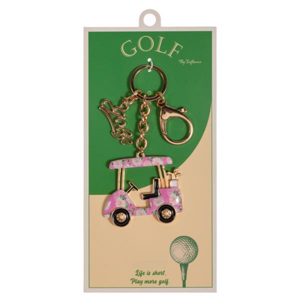 GOLF CART SHAPED ENAMEL BAG CHARM