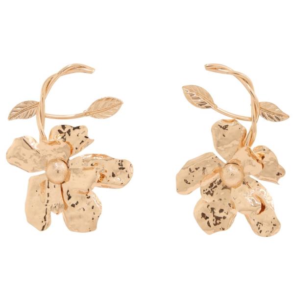 SDJE Metal Flower Drop Earring