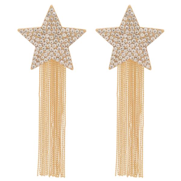 SDJ Rhinestone Star Fringe Drop Earring