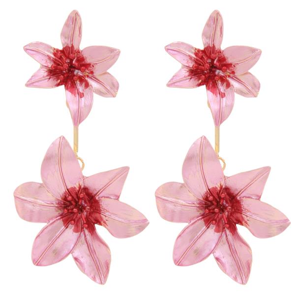 SDJ Color Metal Flower Drop Earring