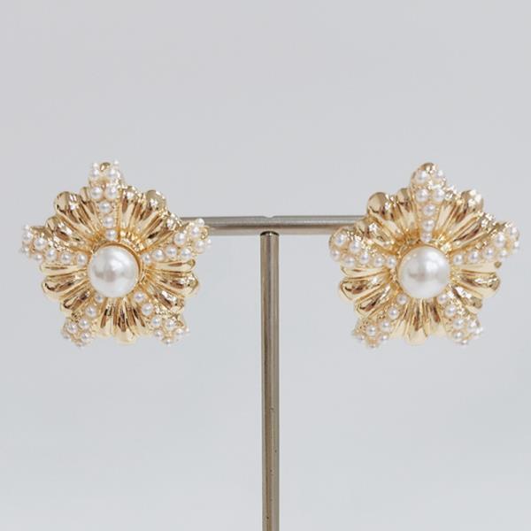 Gold Pearl Burst Post Earring