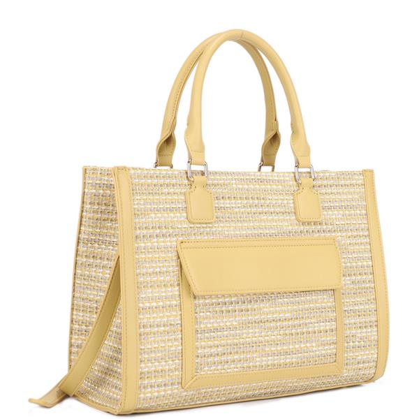 Textured Design Handle Tote Bag