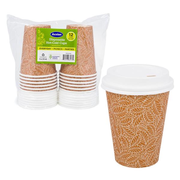 Axxion 16oz Hot and Cold Cups with Lids 12 Pack