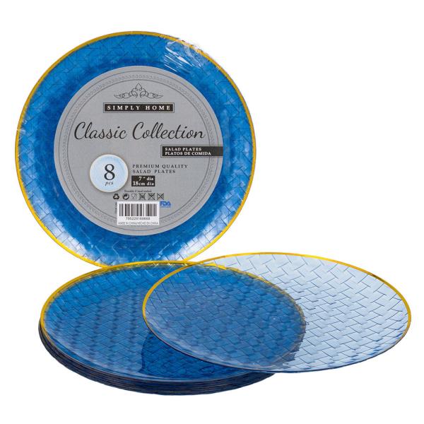Simply Home Classic Blue Gold Dinner Plates 8 Pieces