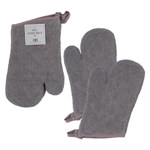 DII TERRY OVEN MITT SET, 2 PIECES, GRAY