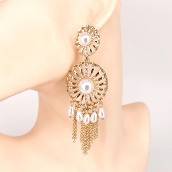 Rhinestone Pearl Dream Catcher Drop Earring