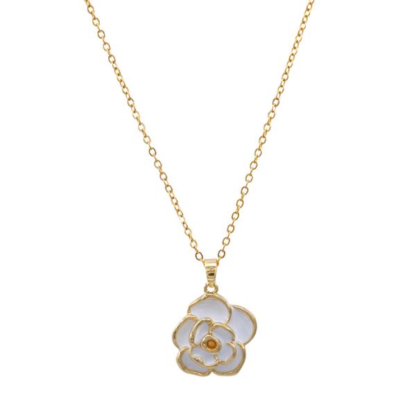 STAINLESS STEEL ROSE PENDANT NECKLACE