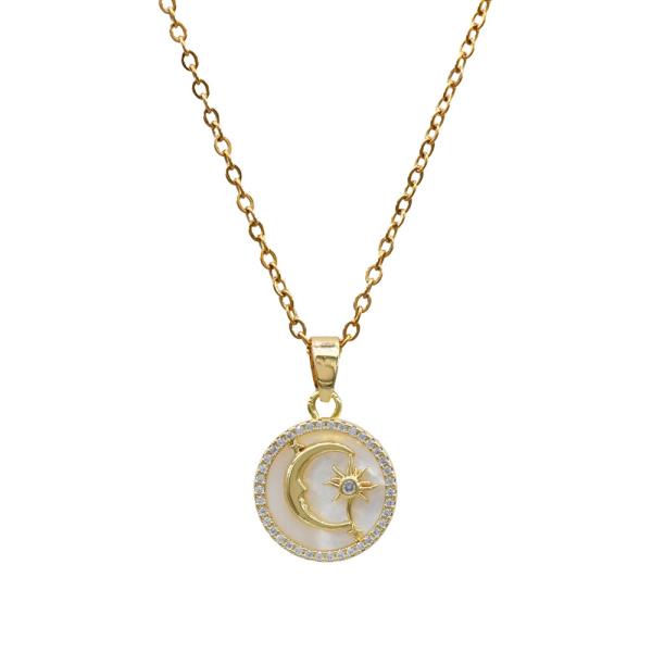 STAINLESS STEEL MOON STAR PENDANT NECKLACE