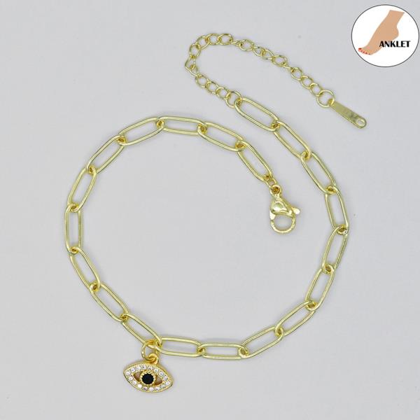 EVIL EYE/S.STEEL CLIP CHAIN ANKLET