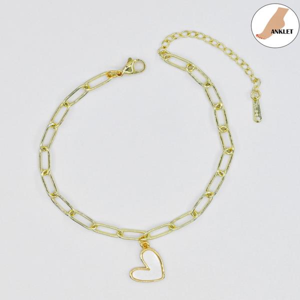 MOP HEART S.STEEL CLIP CHAIN ANKLET
