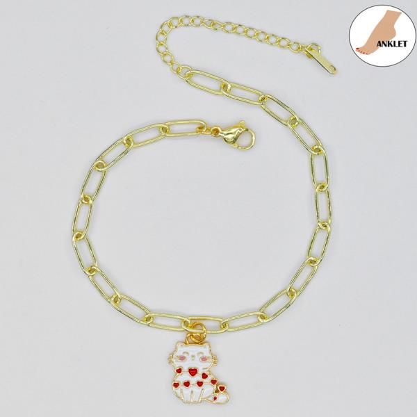CAT/S.STEEL CLIP CHAIN ANKLET