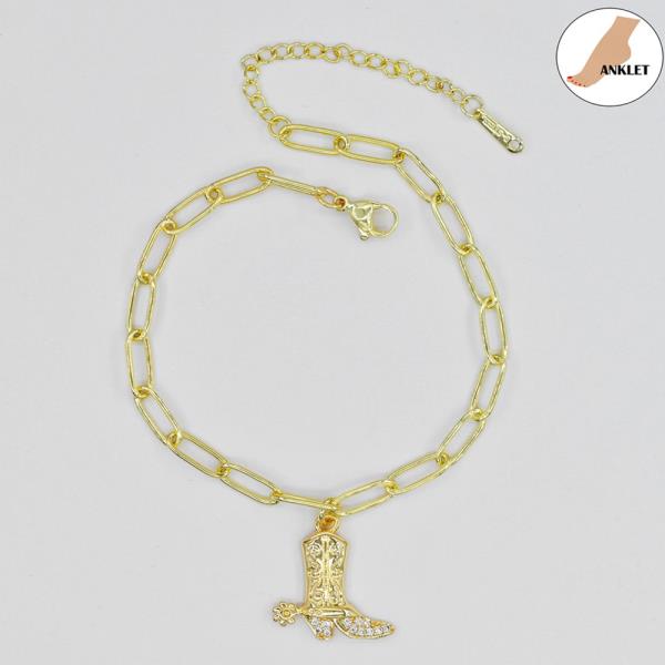 COWBOY BOOT STAINLESS STEEL CLIP CHAIN ANKLET