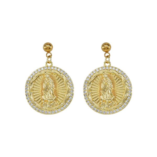 CZ Guadalupe Stainless Steel Post Earring