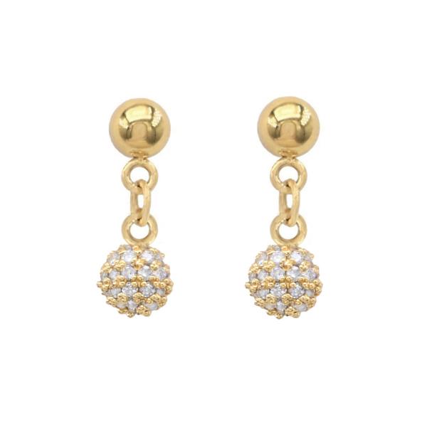 CZ Stainless Steel Post Dangle Earring