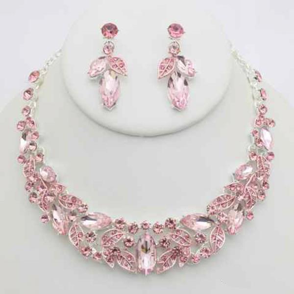 Crystal Marquise Cluster Necklace Earring Set